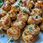 Air Fryer Garlic Parmesan Chicken Skewers
