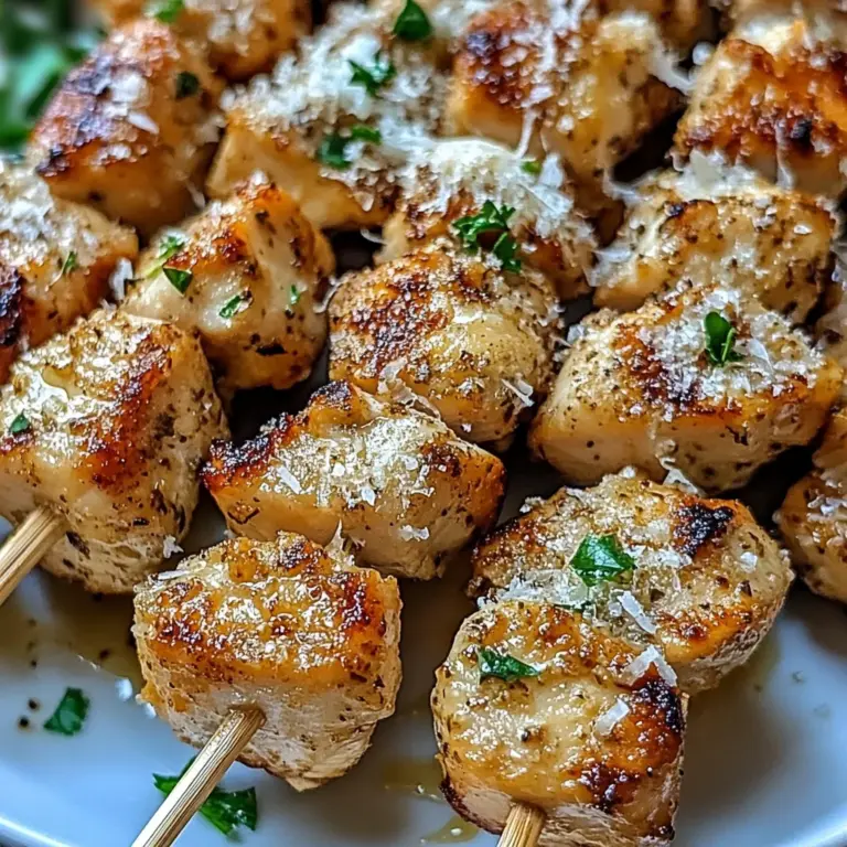 Air Fryer Garlic Parmesan Chicken Skewers