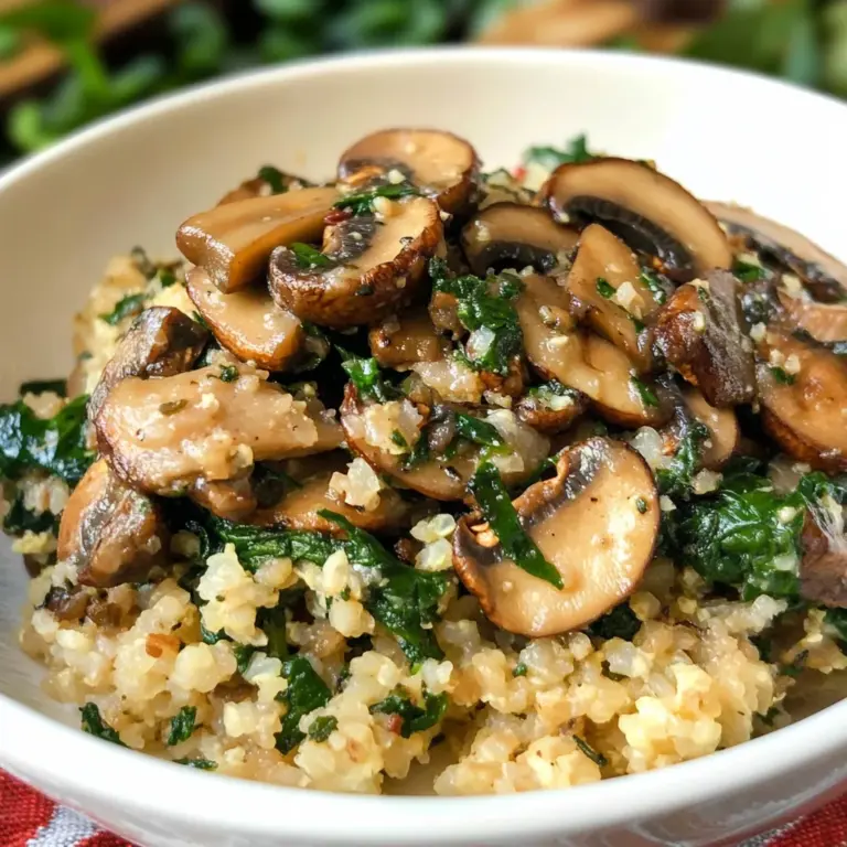 Low Carb Mushroom & Spinach Cauliflower Rice