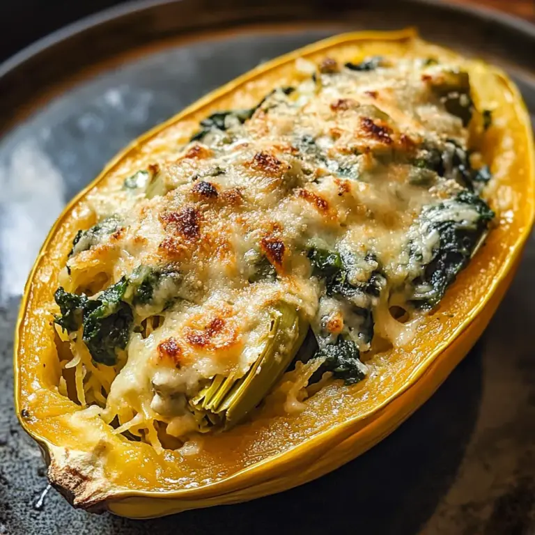 Spinach and Artichoke Stuffed Spaghetti Squash