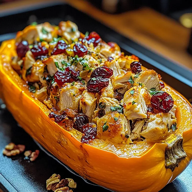 Sweet and Savory Honey Roasted Butternut Squash Stuffed with Chicken