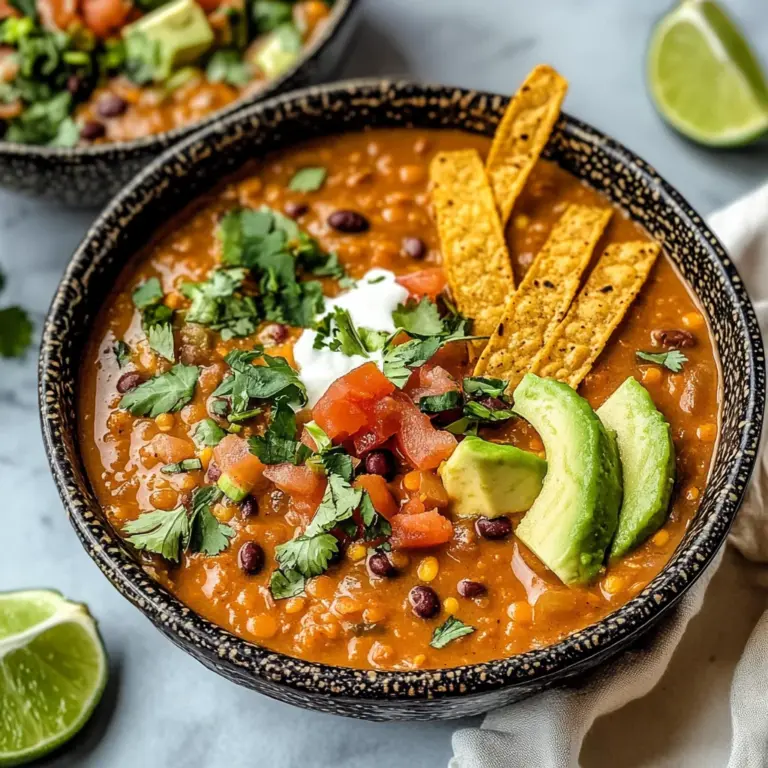 Vegan Lentil Tortilla Soup