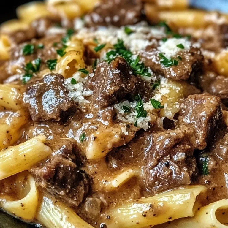 Creamy Garlic Beef Pasta
